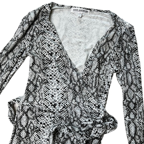 Good American The Runaround Wrap Dress Python Snake Print Size XS - Picture 2 of 10